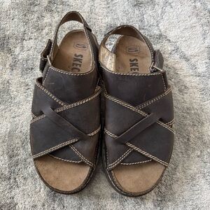 Vintage Sketchers Strap Leather Sandals Y2K Jammers Chunky 11 Men’s